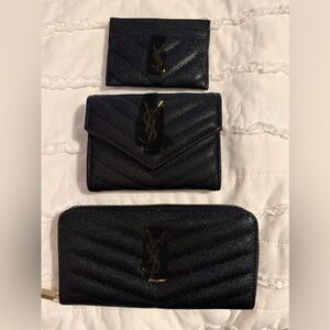 SET OF THREE (3) BLACK FASHION QUILTED WALLETS